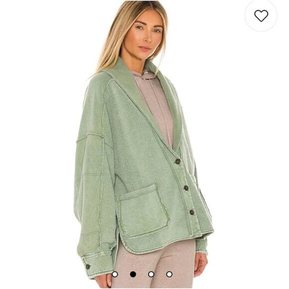 Free People Jordan Reverse Fleece Shacket Bleached Military Sz. XS - Picture 3 of 11